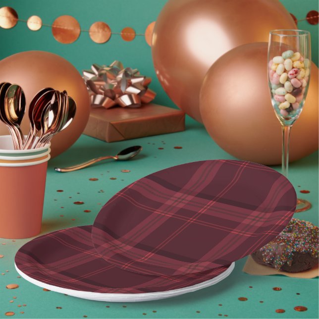 Tartan Fabric 9" Rundpapierplatte Pappteller (Multi)