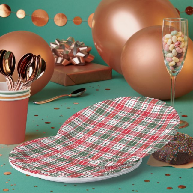 Tartan Fabric 9" Rundpapierplatte Pappteller (Multi)