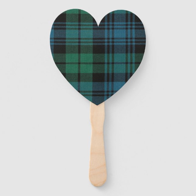 Tartan Fabric Heart Hand Fan Fächer (Vorderseite)