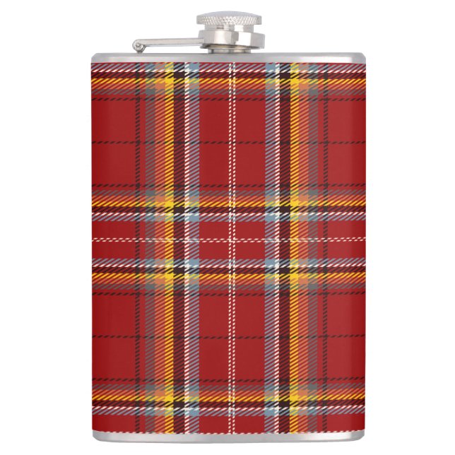 Tartan-Flasche (rot und gelb) Flachmann (Vorderseite)