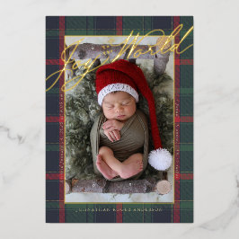 Tartan Freudige Weihnachtsbotschaft zur Geburt Folieneinladung