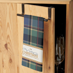 Tartan Frohe Weihnachten Gold Rahmen ID1141B Geschirrtuch