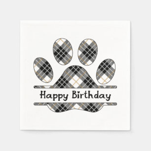 Tartan Geburtstag Karierte Paw Print auf Weiß Serviette