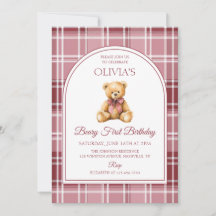 Tartan-Geburtstags-Teddybär mit rosa Schleife