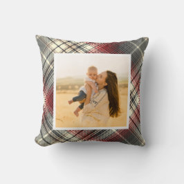 Tartan Gray Red Foto Kissen