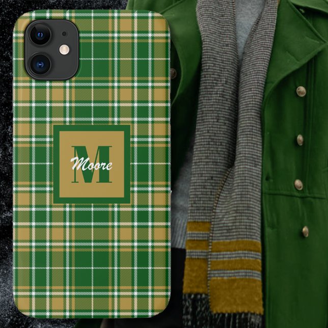 Tartan - Green Gold und Off White Phone Case (Tartan - Green Gold and Off White Phone Case by Leapfroglisics Shop)