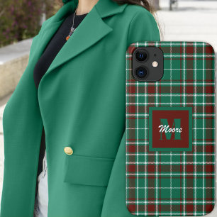 Tartan - Green Russet Red and Off White Phone Case