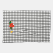 Tartan grey simple wildflower pattern