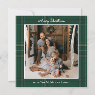 Tartan-Grün Foto Minimalistischer Weihnachtsurlaub Feiertagskarte