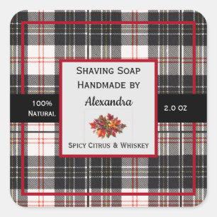Tartan Handmade Shave Seifenproduktkennzeichnung Quadratischer Aufkleber