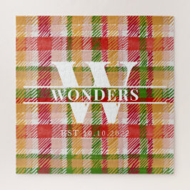 Tartan Hart Plaid Maßgeschneiderte Monogramm Puzzle