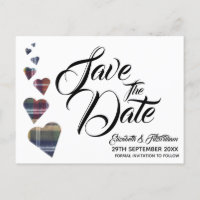 Tartan Herz Save the Date Postkarte