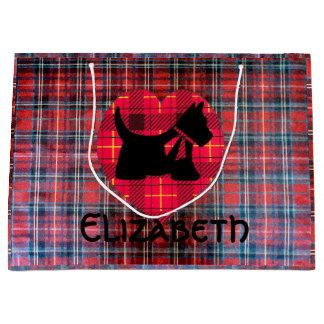 Tartan-Herz Scotty große Geschenk-Tasche Geschenktüte