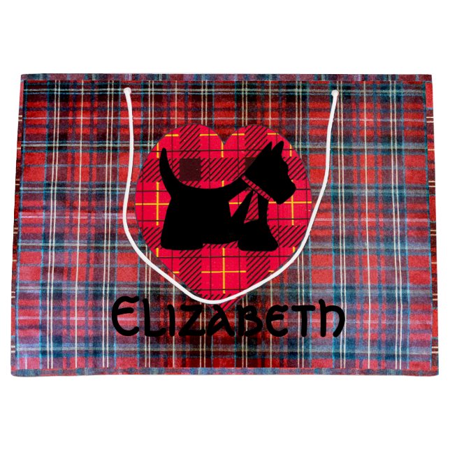 Tartan-Herz Scotty große Geschenk-Tasche Große Geschenktüte (Vorderseite)