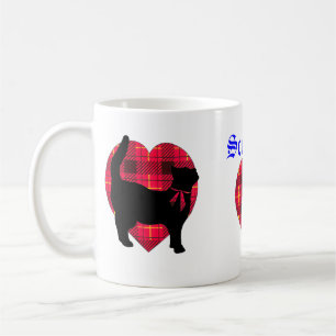 Tartan-Herzen u. glückliche schwarze Katzen-Tasse Tasse