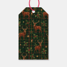 Tartan-Hirsch-Weihnachtspapier Geschenkanhänger