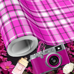 Tartan - Hot Pink-White-Black Geschenkpapier