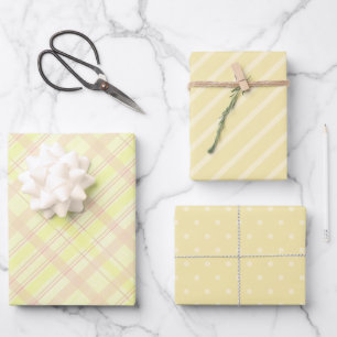 Tartan in Beige- und Gelbtönen Geschenkpapier Set
