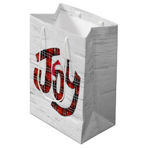 Tartan Joy on White Birch Medium Gift Bag Mittlere Geschenktüte