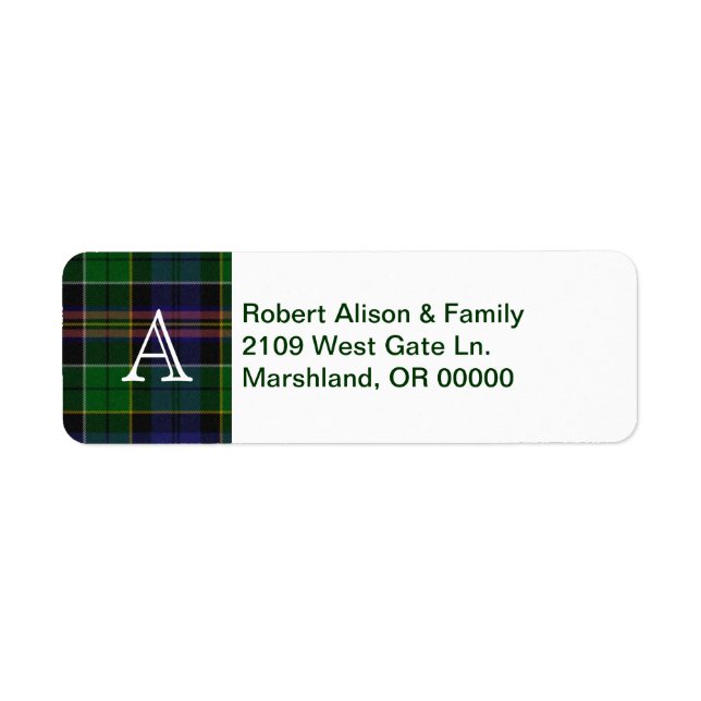 Tartan Kariert Accent Custom Address Label (Vorne)