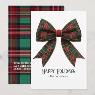 Tartan Kariert Bow Family Foto Frohe Weihnachten