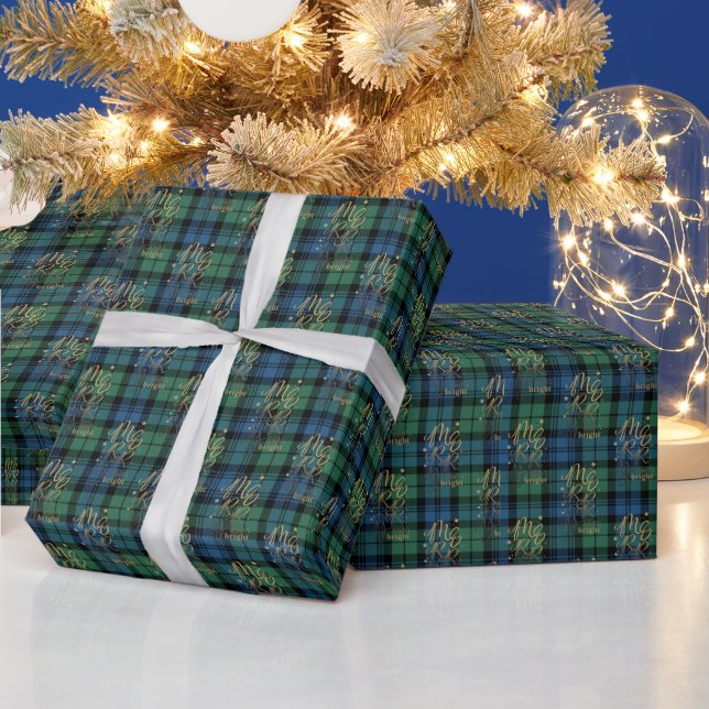 Tartan Kariert Campbell Frohe und helle Weihnachte Geschenkpapier (Feiertage)