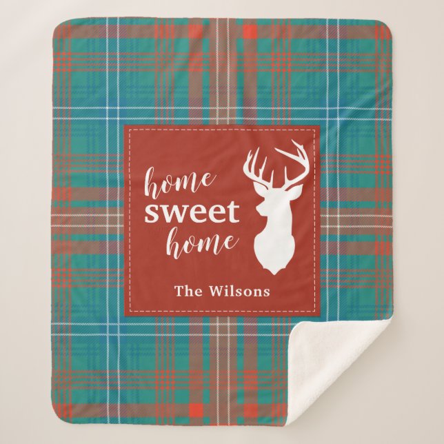 Tartan Kariert Christmas Clan Wilson Personalisier Sherpadecke (Vorderseite)