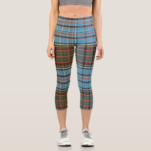 Tartan Kariert Clan Anderson Aquamarin Capri Leggings