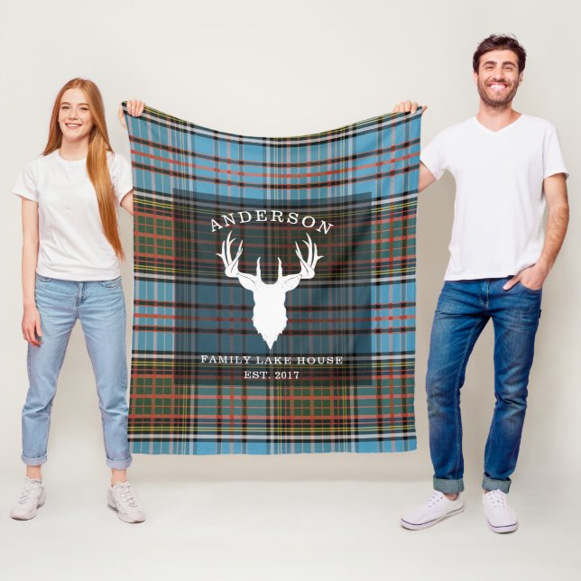 Tartan Kariert Clan Anderson Family Lake House Fleecedecke (Beispiel)