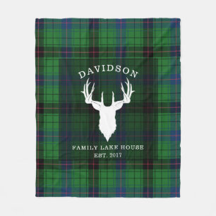 Tartan Kariert Clan Davidson Family Lake House Fleecedecke