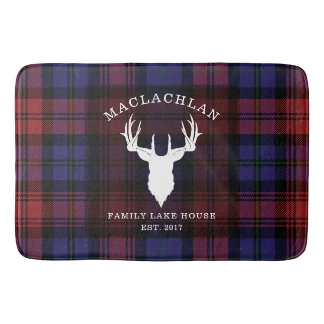 Tartan Kariert Clan MacLachlan Family Lake House Badematte (Vorderseite)