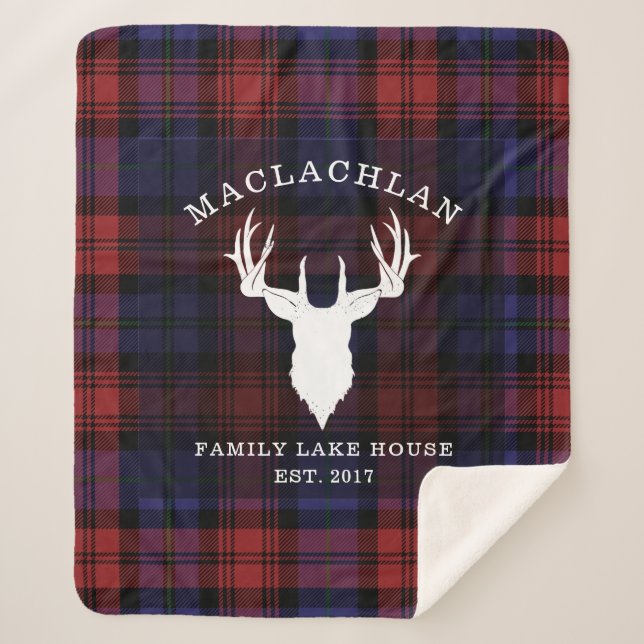 Tartan Kariert Clan MacLachlan Family Lake House Sherpadecke (Vorderseite)