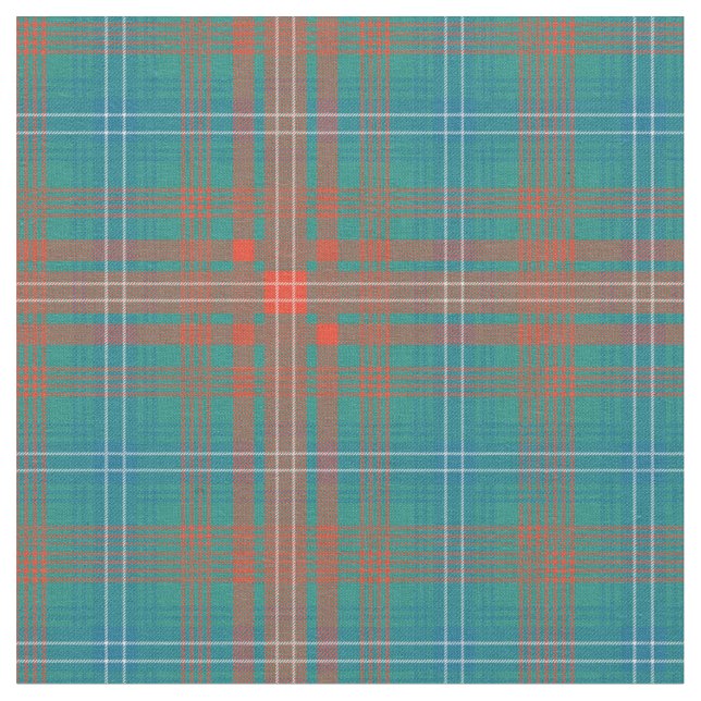 Tartan Kariert Clan Wilson Orange Blue Karo Stoff (Nahaufnahme)