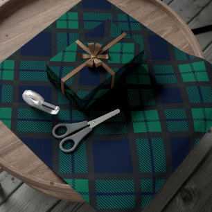 Tartan Kariert Classic Blue Green Geschenkpapier