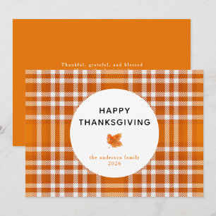 Tartan Kariert   Glückwunsch Erntedankend Herbstle Feiertagskarte