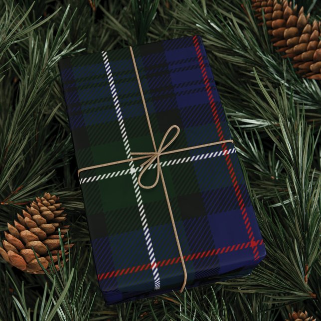 Tartan Kariert Green Lila Karo Clan MacKenzie Geschenkpapier (Plaid Clan MacKenzie Green Purple Wrapping Paper)