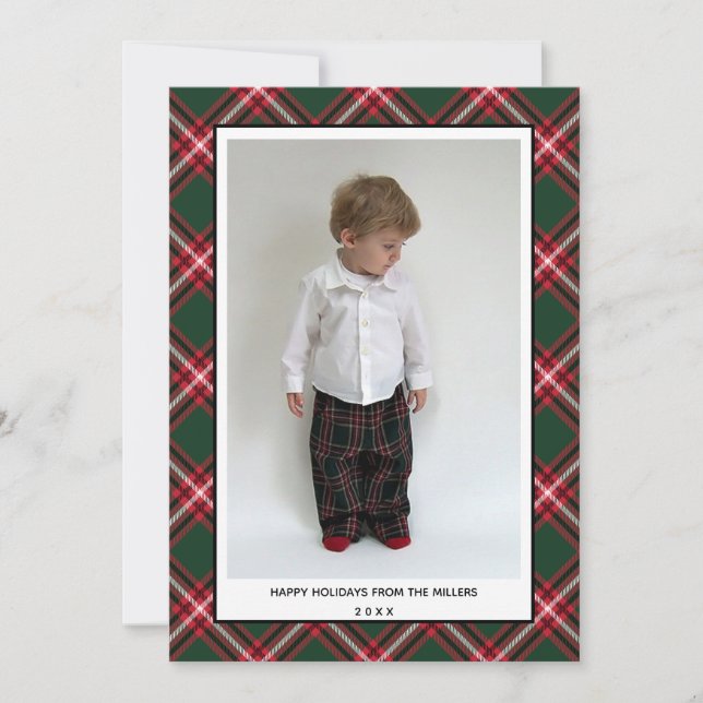 Tartan Kariert Happy Holidays Card zu Weihnachten (Vorderseite)