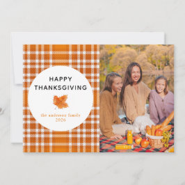 Tartan Kariert | Happy Thanksgiving Herbst Foto Feiertagskarte
