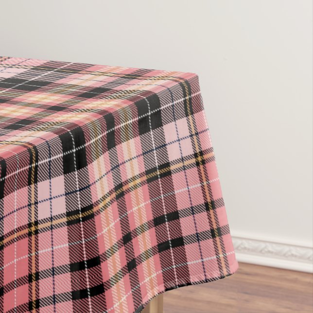 Tartan Kariert in Rosa, Pfirsich, Schwarz Tischdecke (Beispiel)