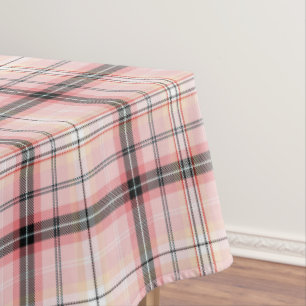 Tartan Kariert in Rosa, Pfirsich, Schwarz und Weiß Tischdecke