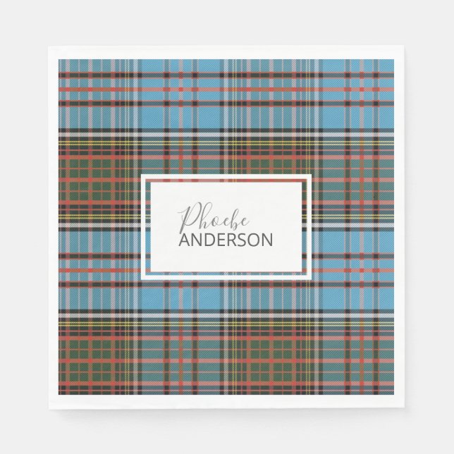 Tartan Kariert Karo Individuelle Name Elegant Ande Serviette (Vorderseite)