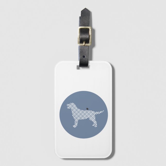 Tartan Kariert Labrador Retriever Luggage Tag Gepäckanhänger (Vorderseite Vertikal)