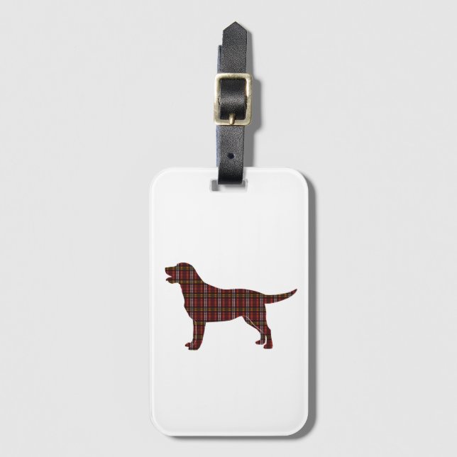 Tartan Kariert Labrador Retriever Luggage Tag Gepäckanhänger (Vorderseite Vertikal)