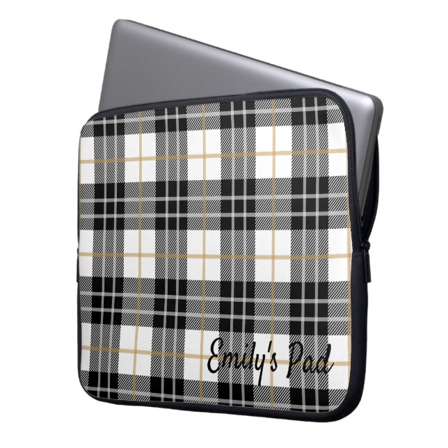 Tartan Kariert mit Name Laptopschutzhülle (Vorderseite Links)