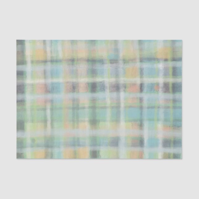 Tartan kariert, modern pastellgelb, cyan, grau seidenpapier (Vorderseite)