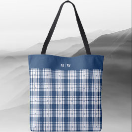 Tartan Kariert - Navy Blue und White