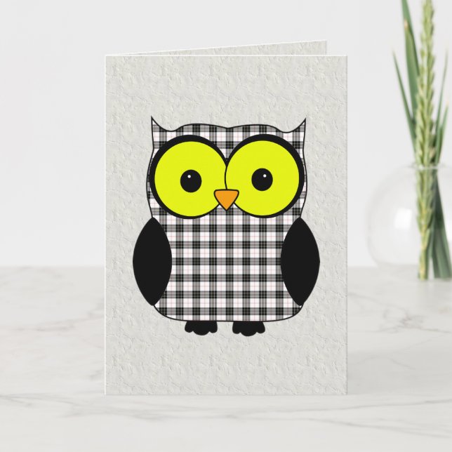 Tartan Kariert Owl V9 Geburtstag Karte (Vorderseite)