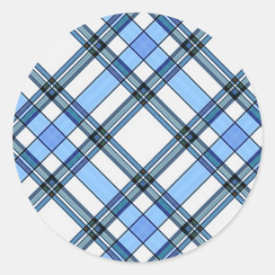 Tartan Kariert Pattern Collection - Blau - 02 Runder Aufkleber