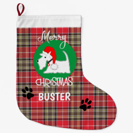 Tartan Kariert Pattern Pet Westie Dog Großer Weihnachtsstrumpf