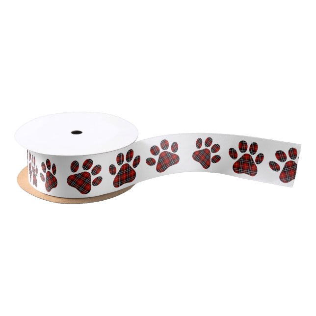 Tartan Kariert Paw Prints Satinband (Spule)